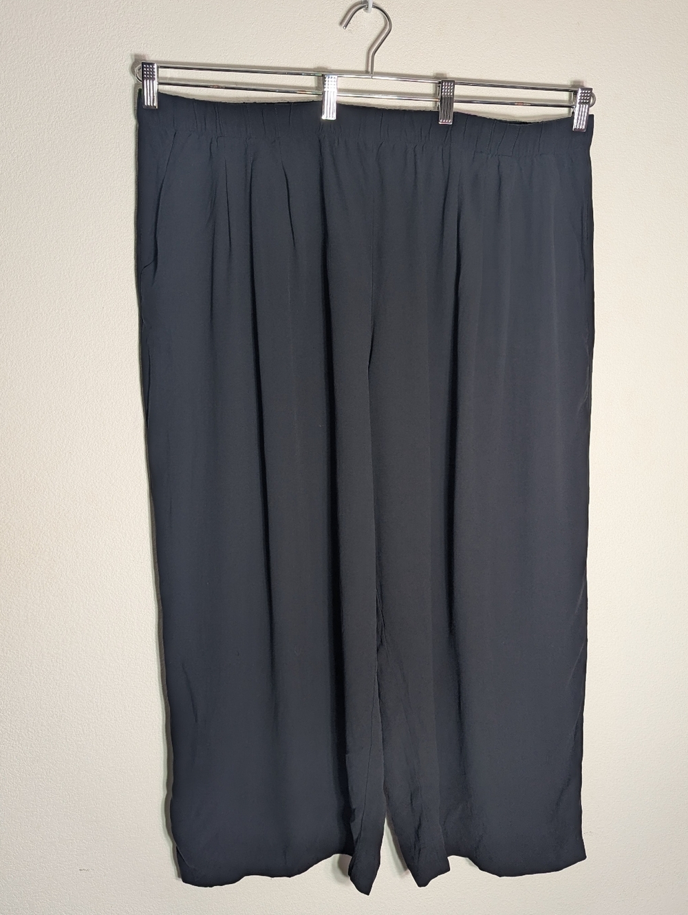 Eileen Fisher Women's Cropped Pants 100% Silk High‎ Rise Wide Leg Plus Size 3X